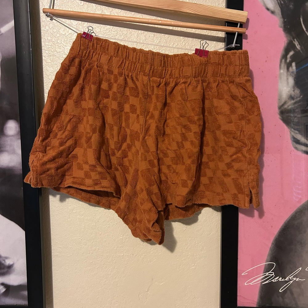 Billabong Women's High Waist Tan Checkered Shorts